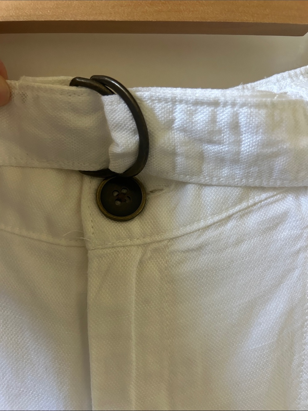 Nicole Miller linen Blend White Cargo Pants with Belt - Picture 4 of 9